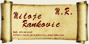 Miloje Ranković vizit kartica